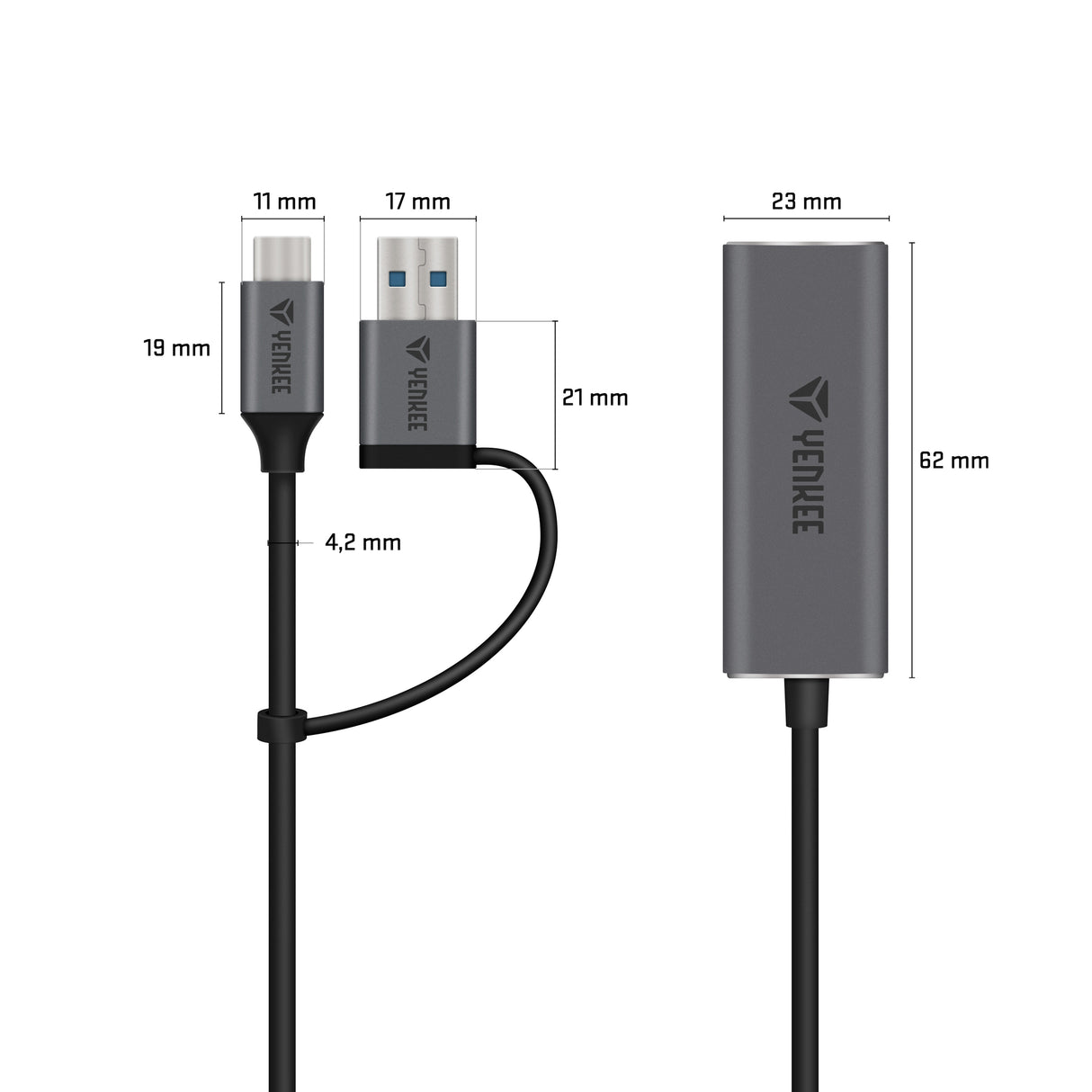 Adaptér YENKEE YTC 013 USB C na RJ45