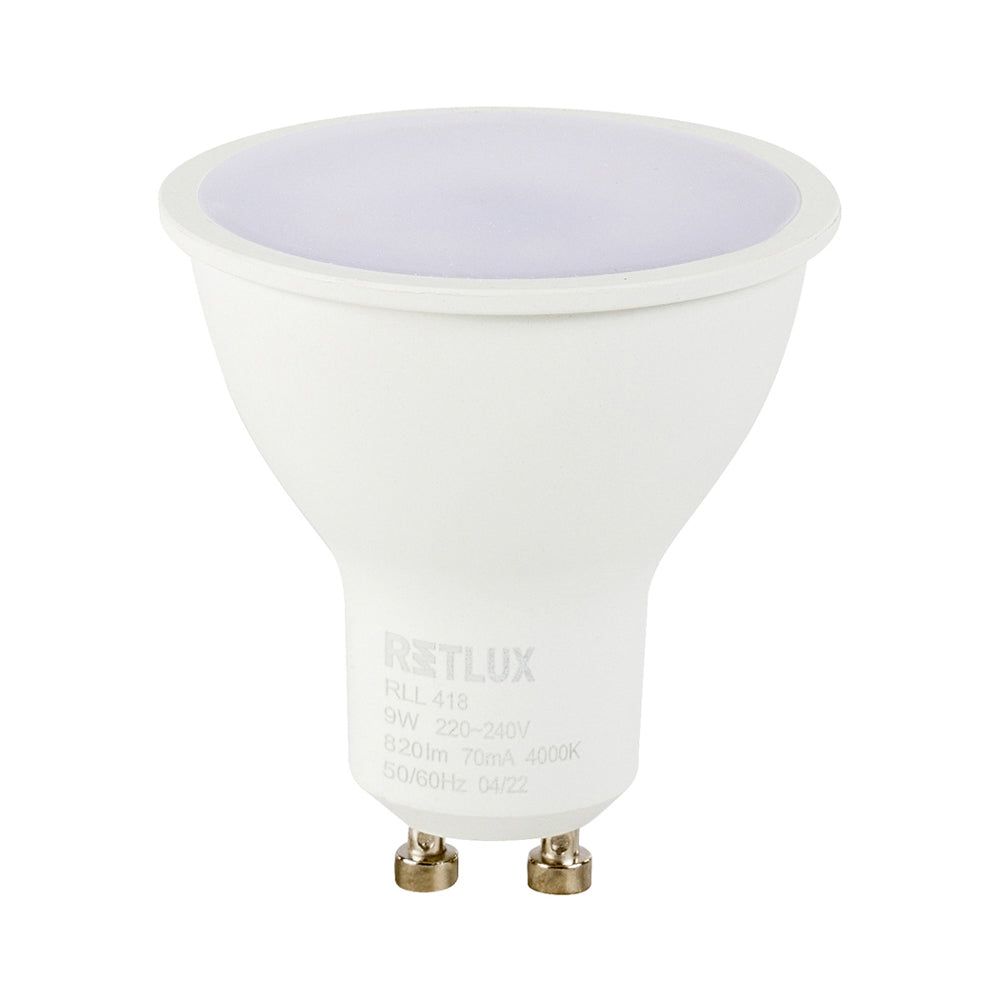 Žárovka LED GU10 9W bílá přírodní RETLUX RLL 418