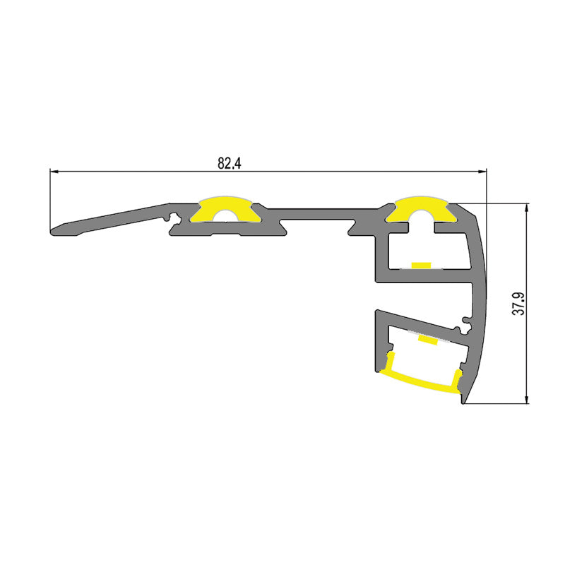 AL profil Stair pro LED pásky, s plexi, 1m