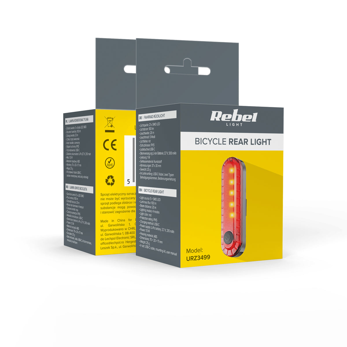 Zadní svítilna na kolo REBEL URZ3499
