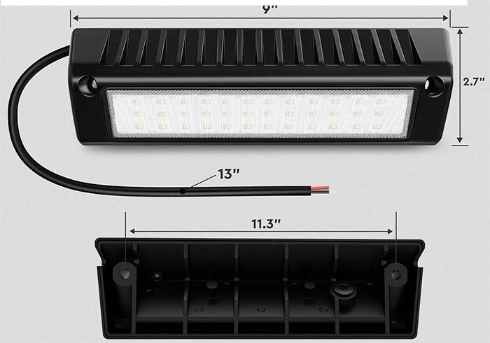 LED přídavné světlo 10-30V/60x LED šikmé na karavany nebo lodě černé