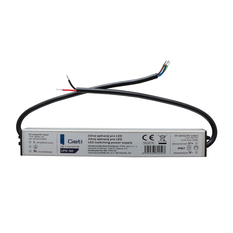 Zdroj spínaný pro LED 12V/ 50W GETI LPV-50