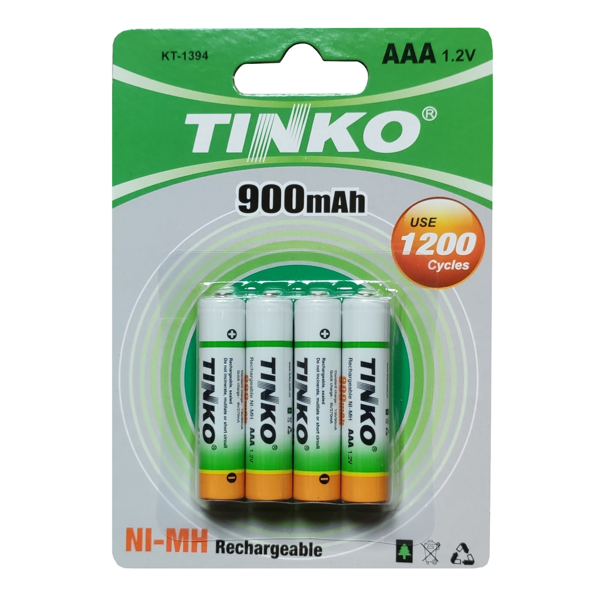 Baterie AAA (R03) nabíjecí 1,2V/900mAh TINKO NiMH 4ks