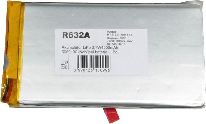 Baterie nabíjecí LiPo 3,7V/4500mAh 6060100 Hadex