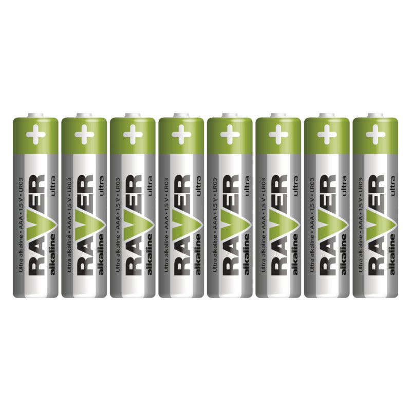Baterie AAA (R03) alkalická RAVER 8ks