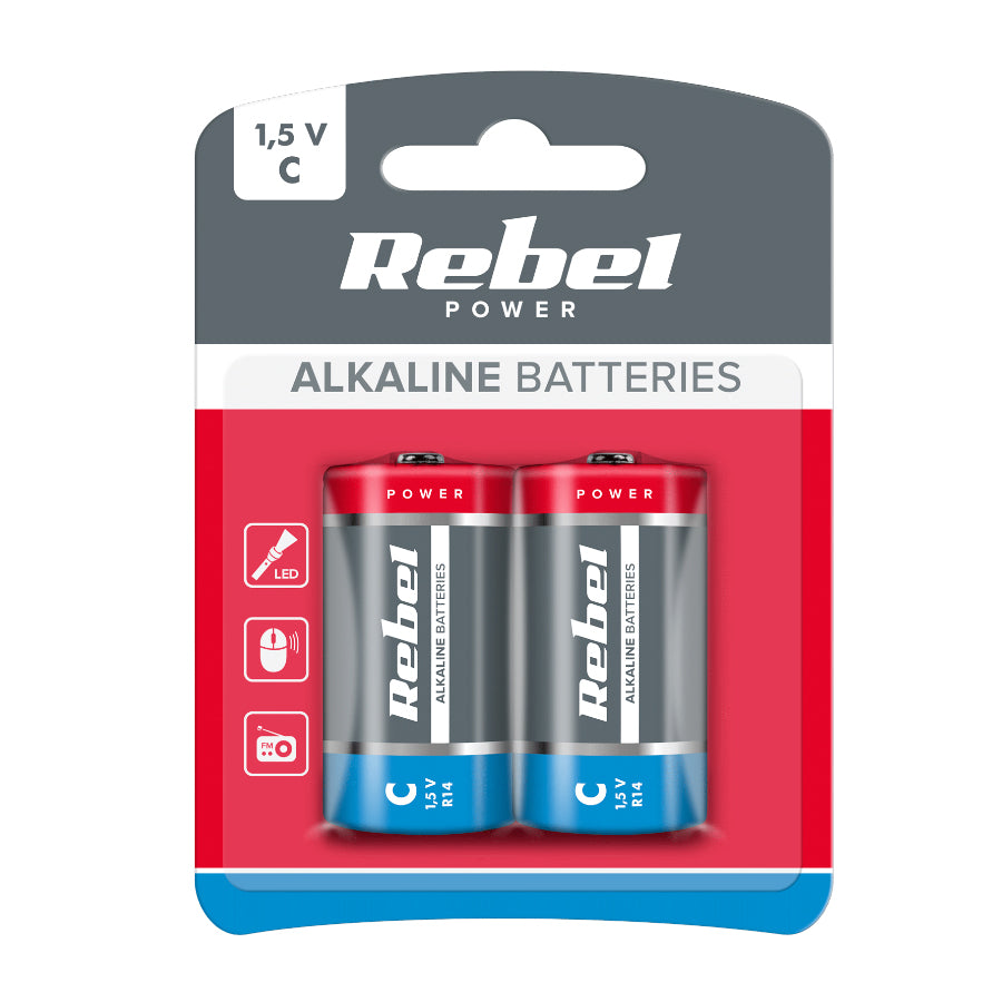 Baterie C (R14) alkalická REBEL Alkaline Power 2ks / blistr BAT0063B