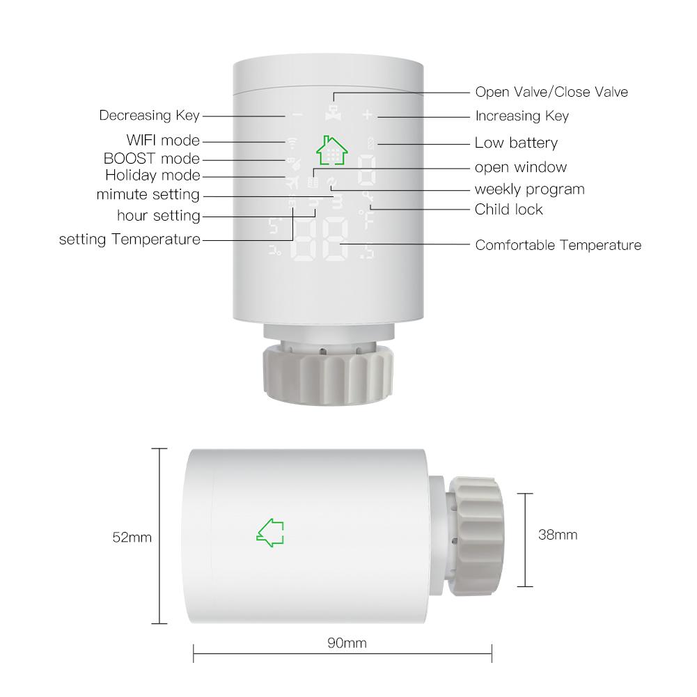 Smart termostatická hlavice MOES Thermostatic Radiator Valve TS0601 ZigBee Tuya