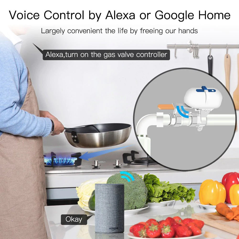 Smart motorizovaný zavírač ventilu MOES WV-QY-EU Water Valve WiFi Tuya