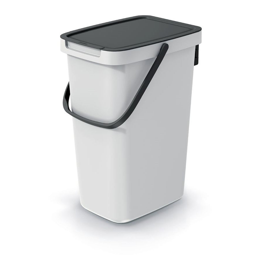 Koš odpadkový SYSTEMA Q COLLECT popelavý s černým víkem 12l