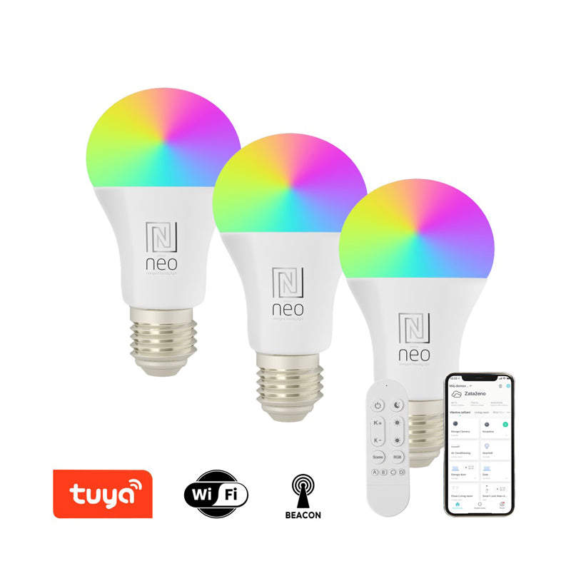 Smart LED žárovka E27 11W RGB+CCT IMMAX NEO 07712CDO WiFi Tuya sada 3ks