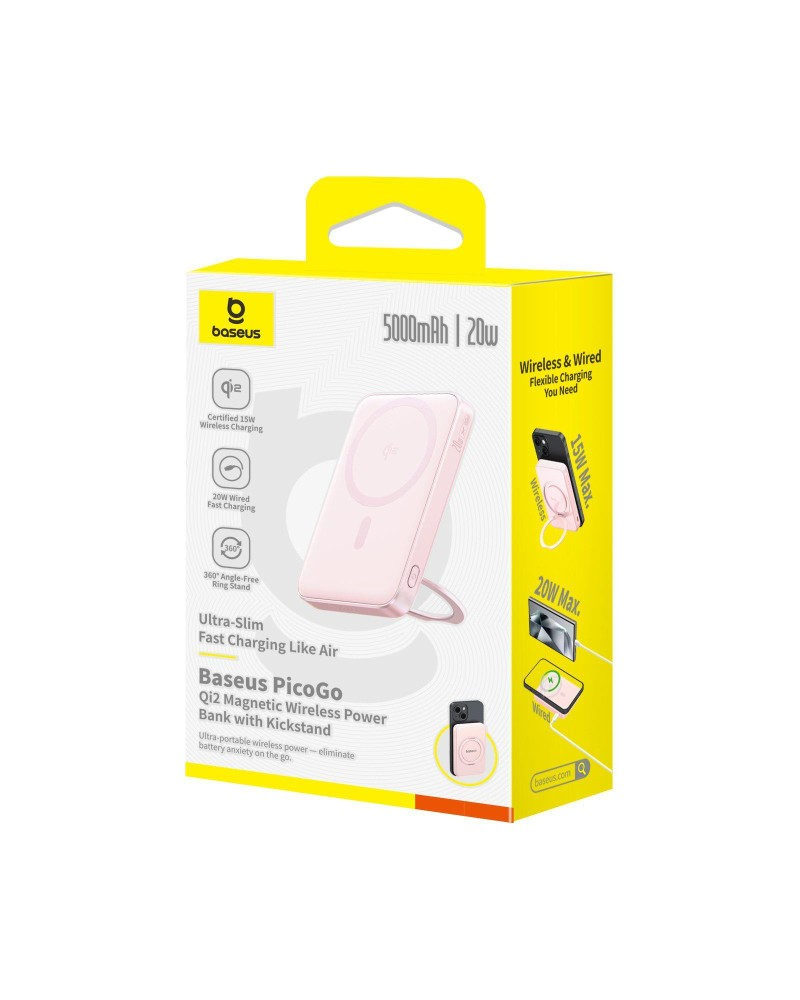 PowerBank BASEUS PicoGo Qi2 5000mAh Pink