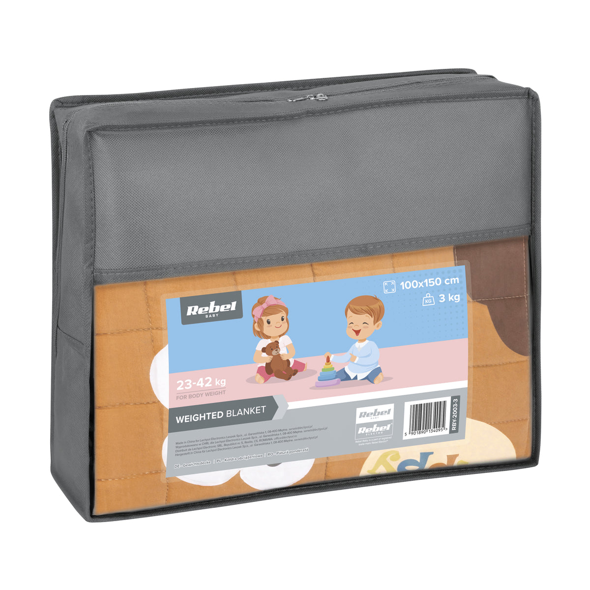 Zátěžová deka pro děti REBEL RBY-2003-5, 5 kg,100x150 cm