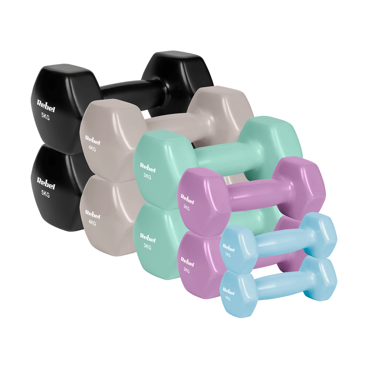 Sada činek z litiny a neoprenu HEX REBEL RBA-2340-S5 30 kg