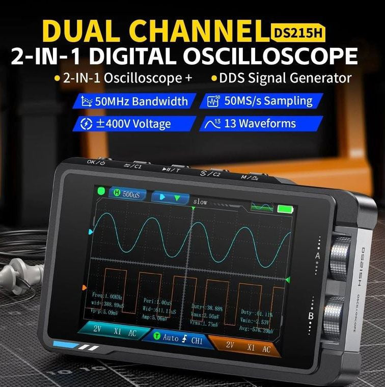 Osciloskop, generátor signálu FNIRSI DS215H 50MHz