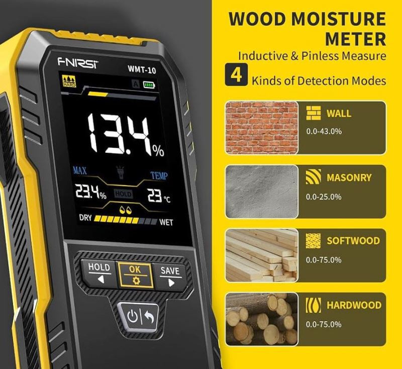 Měřič vlhkosti dřeva a jiných materiálů FNIRSI WMT-10