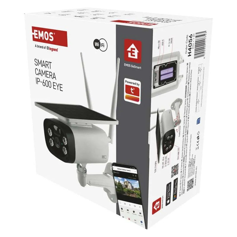 GoSmart venkovní bateriová kamera EMOS IP-600 EYE s WiFi a solárním panelem