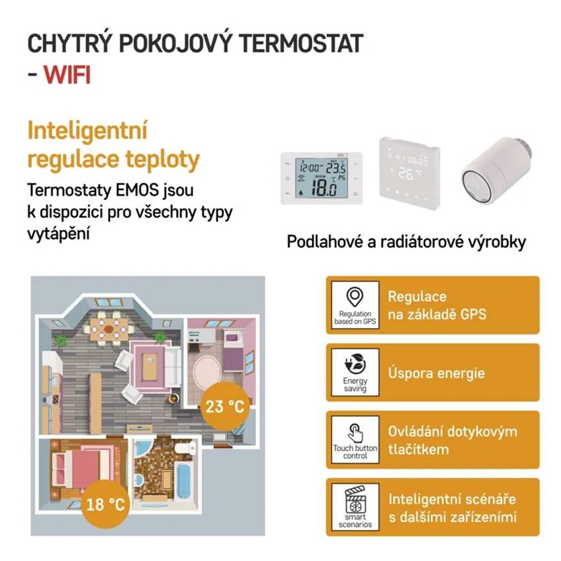 GoSmart termostat EMOS P56211 bezdrátový WiFi Tuya