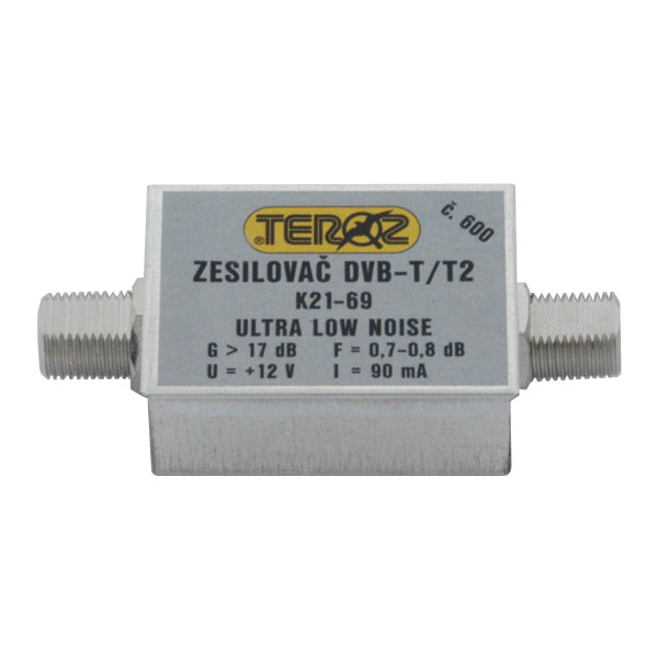 Anténní zesilovač TEROZ 600X, nízkošumový, UHF, G17dB, F0,7dB, U>120dBµV, F-F