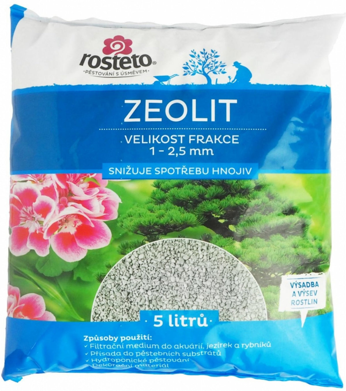 Zeolit ROSTETO 1-2,5mm 5l - rozbaleno