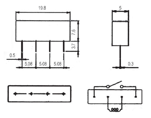 Relé  5V 0.5A/100VDC  1x spín.  S1A05