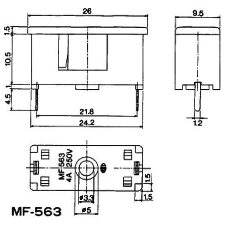 Držák pojistky plošný spoj 5x20mm s krytem II.