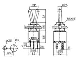 Přepínač páčkový     3pol./6pin  ON-OFF-ON mini
