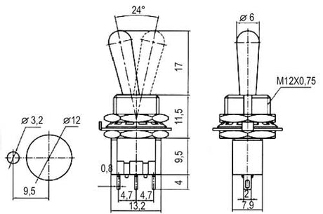 Přepínač páčkový    2pol./2pin  ON-OFF