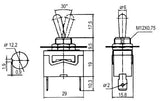 Přepínač páčkový  2pol./2pin  ON-OFF 250V/10A