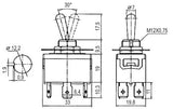Přepínač páčkový  3pol./6pin  ON-OFF-ON 250V/10A