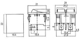 Přepínač kolébkový     2x(2pol./2pin)  ON-OFF dvojitý černý  O-I  12V