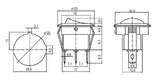 Přepínač kolébkový kul. pros.  2pol./3pin  ON-OFF 250V/6A červený