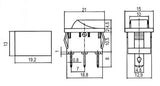 Přepínač kolébkový     2pol./3pin  ON-ON  250V/6A černý