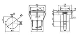 Přepínač kolébkový kul. pros.  2pol./3pin  ON-OFF 16A/12VDC červený