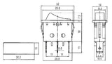 Přepínač kolébkový    3pol./3pin (ON)-OFF-(ON) 250V/15A černý