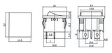 Přepínač kolébkový     2pol./4pin  ON-OFF 250V/6A černý