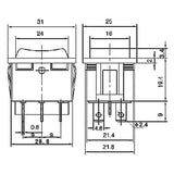 Přepínač kolébkový   3pol./6pin  (ON)-OFF-(ON) 250V/15A černý