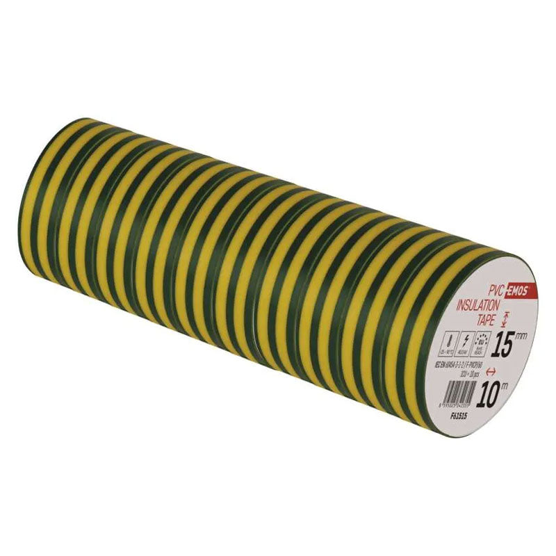Páska izolační PVC 15mm/10m zelenožlutá EMOS 1ks