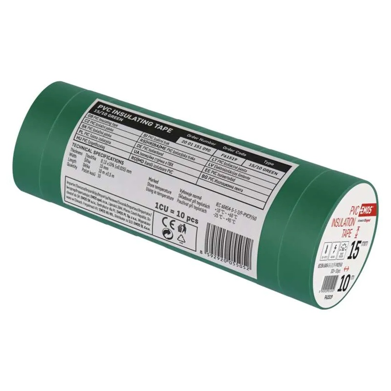 Páska izolační PVC 15mm/10m zelená EMOS 1ks
