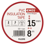Páska izolační PVC 15mm/ 8m mix barev EMOS 6ks