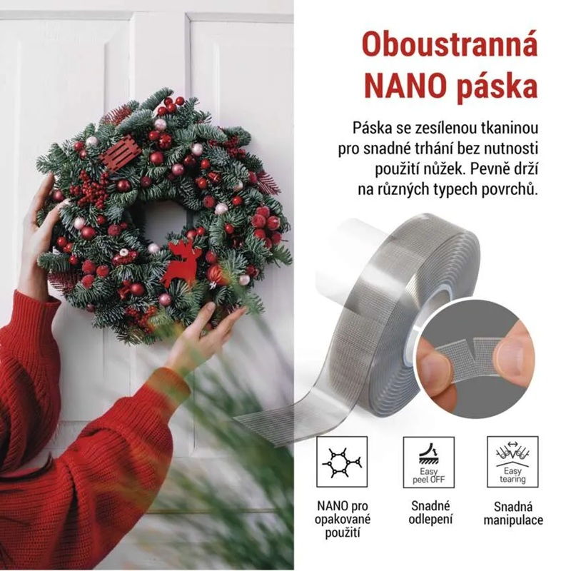 Páska oboustranná NANOGRID 19mm/ 3m transparentní EMOS F6301