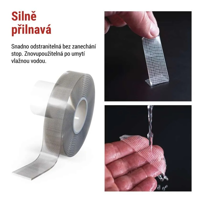 Páska oboustranná NANOGRID 19mm/ 3m transparentní EMOS F6301