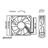 Ventilátor 80x80x25mm 12V/0,15A 2500 ot/min