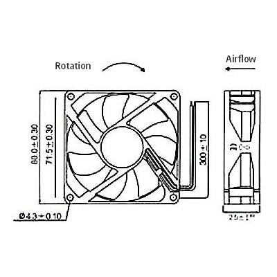 Ventilátor 80x80x25mm 12V/0,15A 2500 ot/min