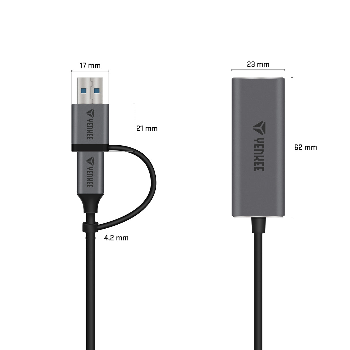 Adaptér YENKEE YTC 013 USB C na RJ45