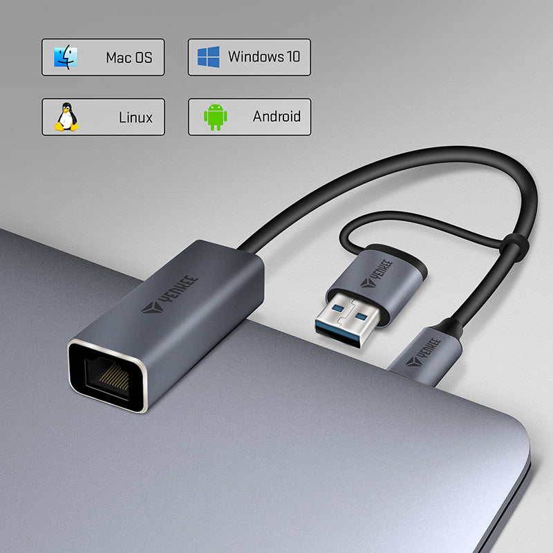Adaptér YENKEE YTC 013 USB C na RJ45