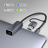 Adaptér YENKEE YTC 013 USB C na RJ45