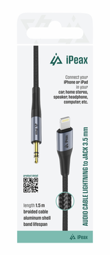 Adaptér iPEAX 90010138 Lightning / JACK 3,5mm (pro poslech hudby) Black