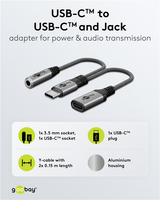 Adaptér GOOBAY 74524 2xUSB-C/JACK 3,5mm (pro poslech hudby)