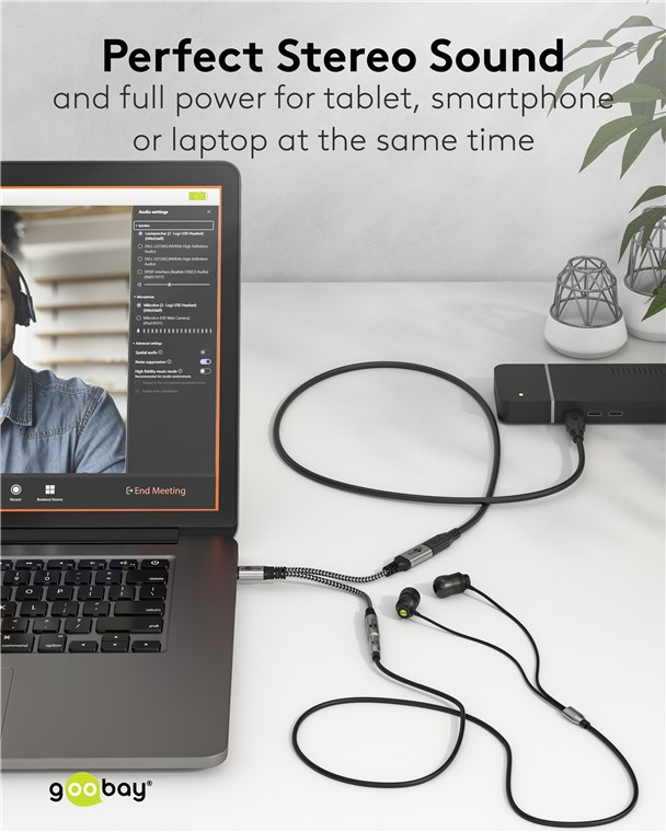 Adaptér GOOBAY 74524 2xUSB-C/JACK 3,5mm (pro poslech hudby)