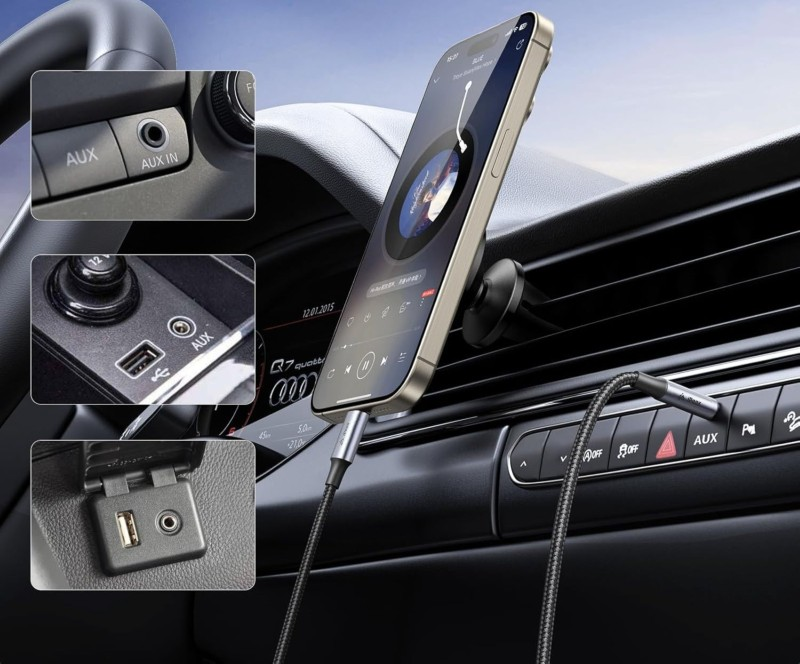Adaptér iPEAX 90010139 USB-C / JACK 3,5mm (pro poslech hudby) Black